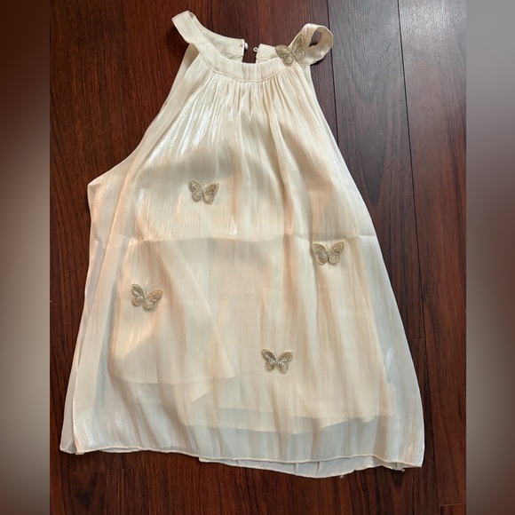 SHEIN Tops - SHEIN Cream Butterfly Top